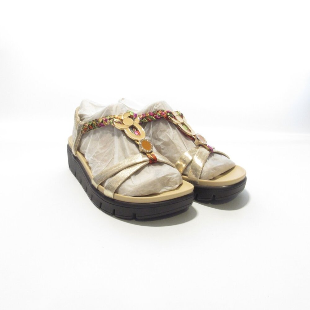 Alegria Embellished T-Strap Sandals- Roz - Gold Multi - Size EU 37 US 7-7.5
